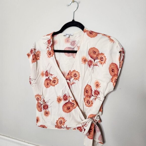 MADEWELL Sash-Tie Wrap Top in Dutch Dandelions - Picture 3 of 8